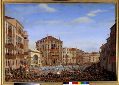 Besuch von Napoleon I. in Venedig: Der Kaiser präsidiert die Regatten auf dem Canal Grande von Giuseppe Borsato