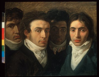 Selbstporträt mit Felice Bellotti, Gaetano Cattaneo und Carlo Porta von Giuseppe Bossi