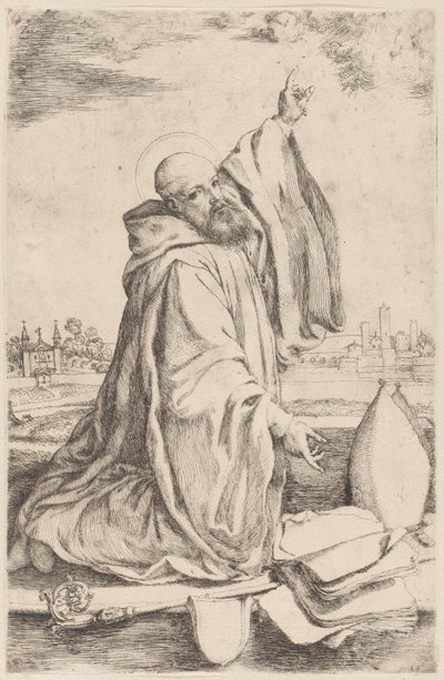 Ein heiliger Bischof des Benediktinerordens, 1620-30 von Giuseppe Caletti