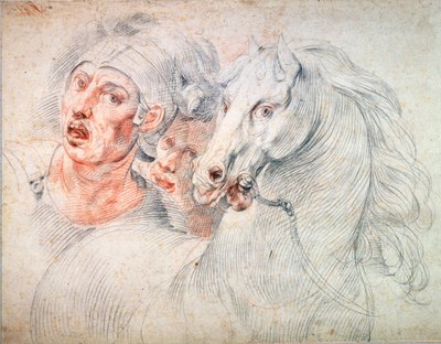 Studie eines Pferdes und zwei Soldaten, frühes 17. Jahrhundert von Giuseppe Cesari