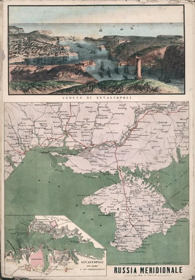 Karte von Südrussland mit Blick auf die Bucht von Sewastopol und ihre Befestigungen von Giuseppe Civelli