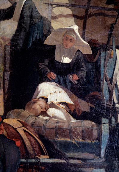 Italienisches Militärlager während der Schlacht von Magenta am 4. Juni 1859 während des Italienfeldzugs, der zu einem französisch-sardischen Sieg unter Napoleon III. gegen die Österreicher führte - Detail (darstellend) von Giuseppe Fattori