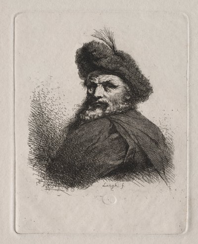 Büste eines Mannes mit Pelzmütze von Giuseppe Longhi
