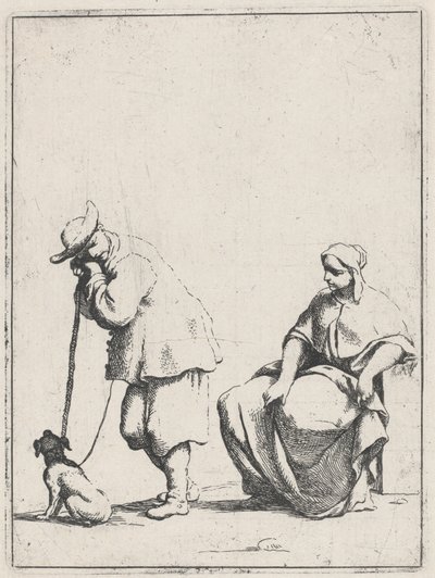 Stehender Bauer mit Hund und sitzende Frau von Giuseppe Maria Crespi