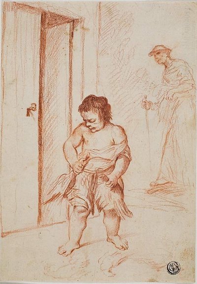 Studie von zwei Figuren (recto); Fragmentarische Kopie (verso) von Giuseppe Maria Crespi