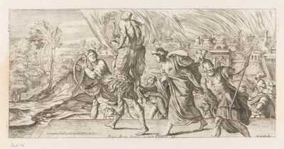 Aeneas flieht mit seiner Familie aus Troja von Giuseppe Maria Mitelli