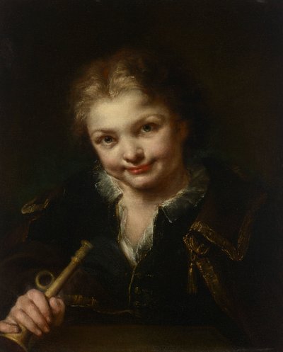 Ein Junge mit einer Trompete von Giuseppe Nogari