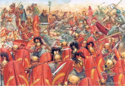 Antikes Rom: Die Schlacht von Carrhes (oder Charan) besiegte die römischen Legionen unter General Crassus, durch die Parther unter der Führung von General Surena am 9. Juni von Giuseppe Rava