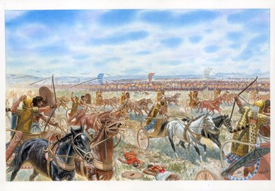 Schlacht von Megiddo zwischen Ägyptern und Syro-Kanaanäern von Giuseppe Rava