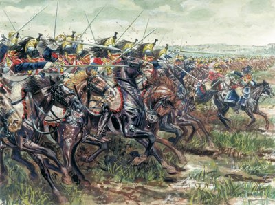 Erstes Kaiserreich: Angriff der Schlachtschiffe der Großen Armee Napoleons I - Illustration von Giuseppe Rava von Giuseppe Rava