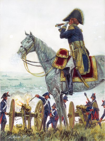 General Michel Marie Claparede in der Schlacht von Austerlitz 1805 (Illustration von Giuseppe Rava) von Giuseppe Rava