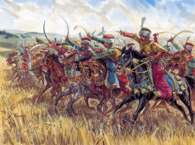 Erstes Kaiserreich: der Angriff der Mamluken von Napoleon I. - Illustration von Giuseppe Rava von Giuseppe Rava