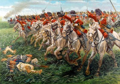 Erstes Kaiserreich: Der Angriff der Royal Scots Greys, Schottisches Dragonerregiment, bei Waterloo von Giuseppe Rava