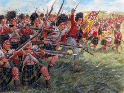 Erstes Kaiserreich: der Angriff der schottischen Infanterie in der Schlacht von Waterloo von Giuseppe Rava