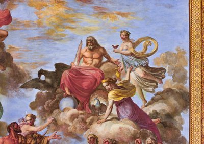 Detail darstellend Artemis und Jupiter mit dem Adler, aus der Apotheose des Herkules von Giuseppe Velasco