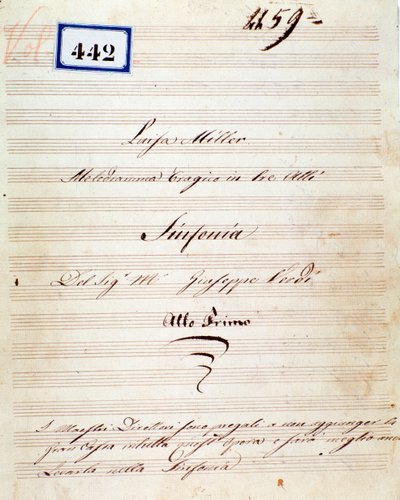 Erste Seite der Partitur der Symphonie der Oper Luisa Miller von Giuseppe Verdi von Giuseppe Verdi