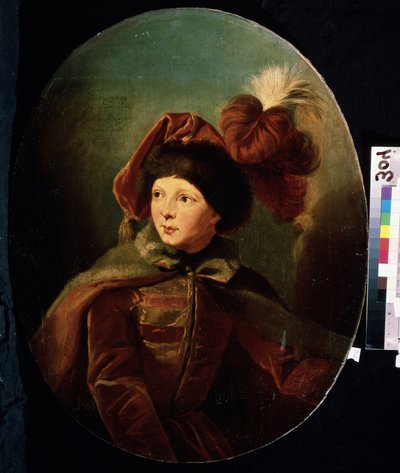 Porträt des Zwergs Bi-Bi in Husarenuniform von Giuseppe or Josef Grassi