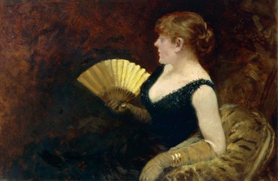 Frau mit Fächer von Giuseppe or Joseph de Nittis
