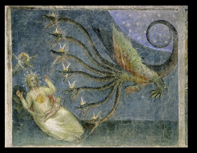 Die mit der Sonne bekleidete Frau und der siebenköpfige Drache, 1360-70 von Giusto di Giovanni de Menabuoi