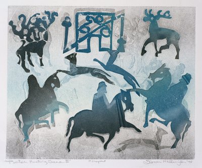 Piktische Jagdszene III, 1995 von Gloria Wallington