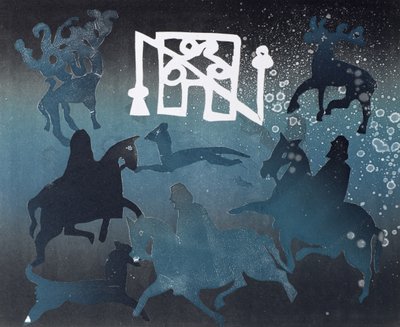 Piktische Jagdszene I, 1995 von Gloria Wallington