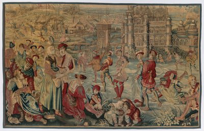 Winter: Eislaufszene aus dem Set der vier Jahreszeiten, spätes 17. - frühes 18. Jahrhundert von Gobelins