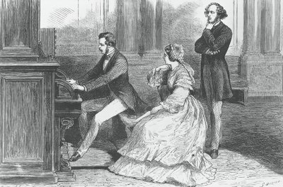 Prinz Albert von Sachsen spielt vor Königin Victoria und Felix Mendelssohn Bartholdy (1809-1847), Gravur von Godefroy Durand