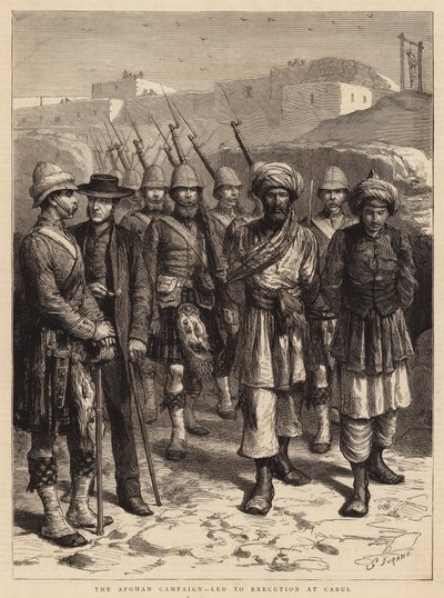 Der afghanische Feldzug, zur Hinrichtung in Kabul geführt (Stich) von Godefroy Durand