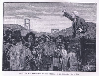 Rowland Hill predigt den Bergleuten in Kingswood von Godfrey C. Hindley