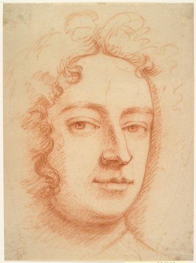 Gesicht eines Mannes, Dreiviertelansicht, direkt den Betrachter ansehend, möglicherweise ein Selbstporträt von Godfrey Kneller