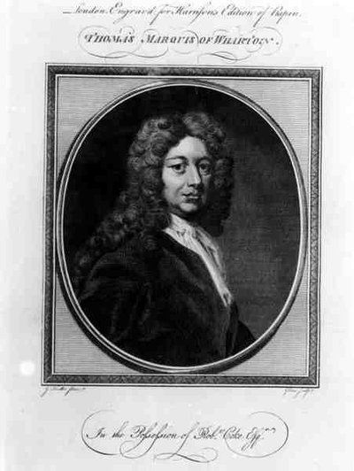 Porträt von Thomas Wharton, erster Marquis of Wharton (1648-1715), graviert von John Goldar (1729-95) von Godfrey after Kneller