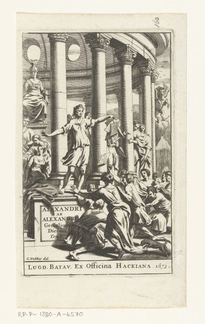 Titelblatt für Alexander ab Alexandro, Genialium dierum, Teil 2, 1673 von Gonsales Appelmans (attributed to)