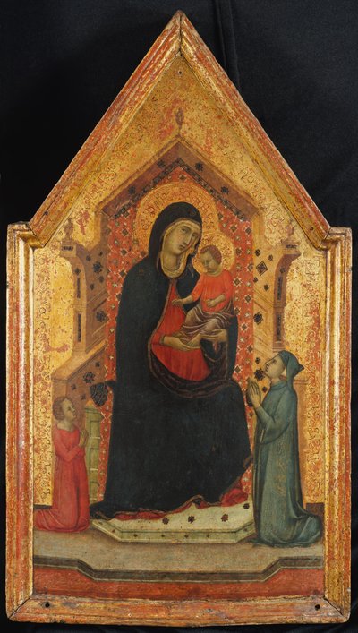 Madonna und Kind auf dem Thron mit zwei Stiftern, 1315-30 von Goodhart Master