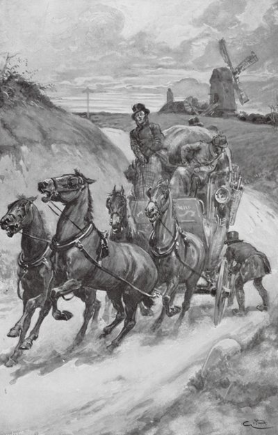 Eine Postkutsche in alten Zeiten von Gordon Frederick (after) Browne