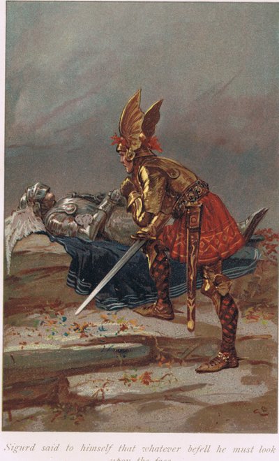 Sigurd sagte zu sich selbst, dass er, egal was geschah, das Gesicht sehen musste, Illustration aus 
