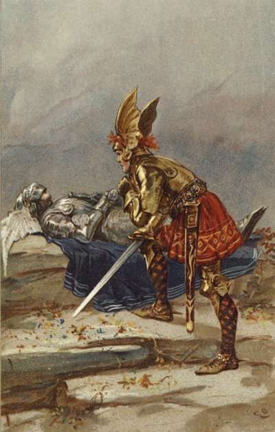 Sigurd sagte zu sich selbst, dass er, egal was geschah, das Gesicht sehen musste (Chromolitho) von Gordon Frederick Browne