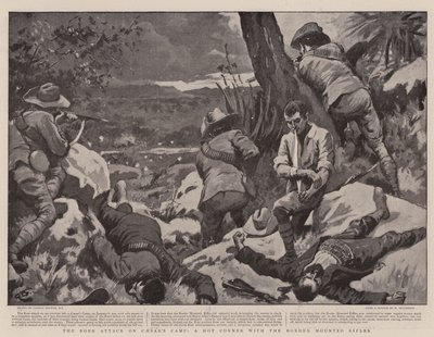 Der Burenangriff auf Caesars Lager, eine heiße Ecke mit den Border Mounted Rifles von Gordon Frederick Browne