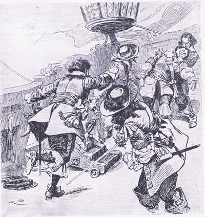Der Tod von Von Tromp, 31. Juli 1653, Illustration aus British Battles on Land and Sea, 1915 von Gordon Frederick Browne