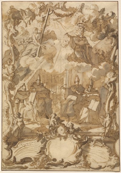 Ein Thesendesign mit Kirchenlehrern von Gottfried Eichler the Younger