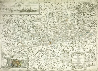 Eine Karte von Österreich und der Tschechoslowakei, 1718 von Gottfried Pfantz
