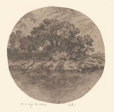Blick auf ein Ufer mit Figuren bei einem Boot von Gottfried Wals