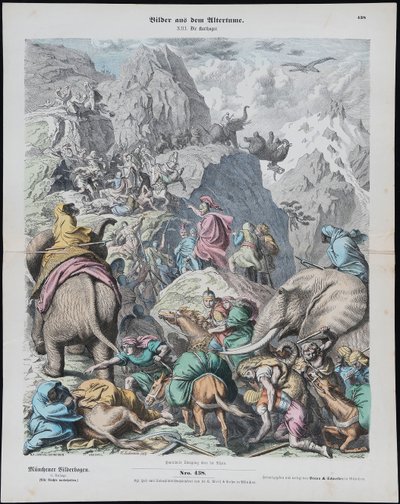 Hannibal überquert die Alpen aus Münchener Bilderbogen von Gottlob Heinrich Leutemann