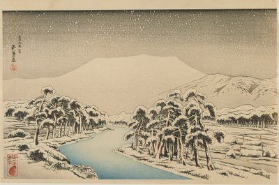 Berg Ibuki im Schnee, Taisho-Ära, Januar 1920 von Goyo Hashiguchi
