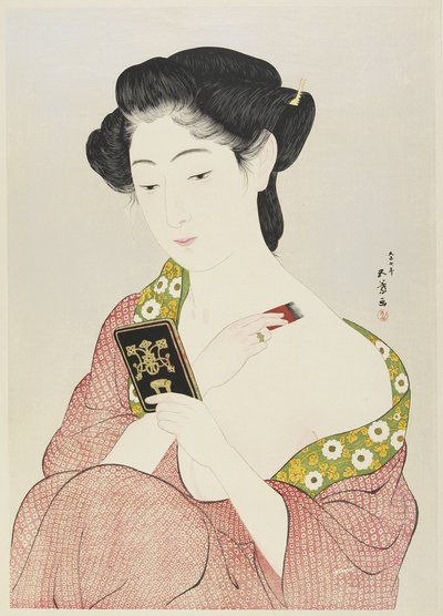 Frau beim Schminken, 1918 von Goyo Hashiguchi