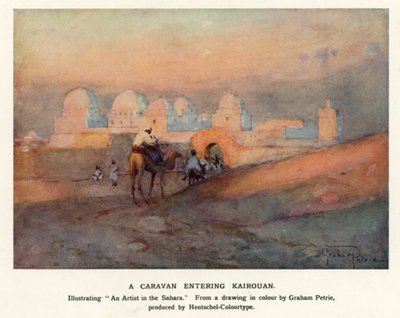Eine Karawane betritt Kairouan (Farblithografie) von Graham Petrie