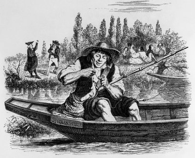 La Fontaines Fabel (von Jean de La Fontaine): Der kleine Fisch und der Fischer, Gravur von J.J. Grandville, ca. 1838-40 von Grandville (1803 47)