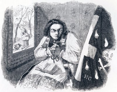 Der Pfarrer und der Tod - Fabeln von La Fontaine von Grandville