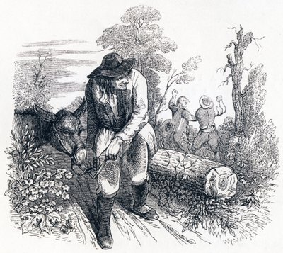 Die Diebe und der Esel - Fabeln von La Fontaine von Grandville