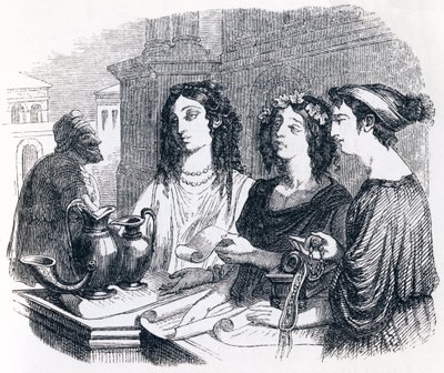 Das Testament erklärt von Aesop - Fabeln von La Fontaine von Grandville