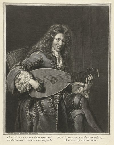 Porträt des Lautenisten und Komponisten Charles Mouton ca. 1626-1710, ca. 1695 von Gérard Edelinck